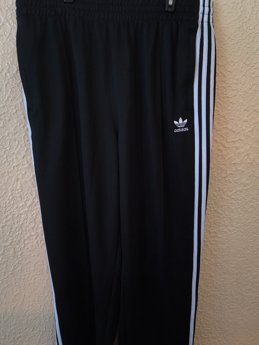 adidas Black Track Pants with White Side Stripes